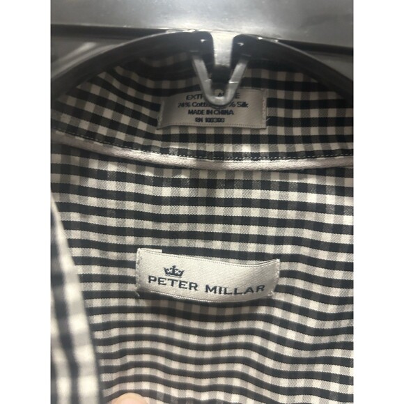 Peter Millar Shirt Mens XL Nanoluxe Gingham Check Button Down Maker’s Mark Logo - Picture 3 of 5